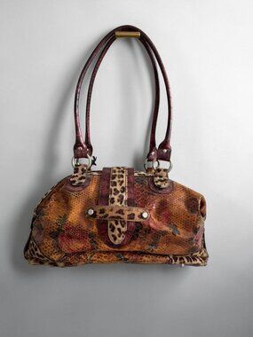CLEVER CARRIAGE COMPANY Leather Floral Satchel Shoulder Bag NEW NWT